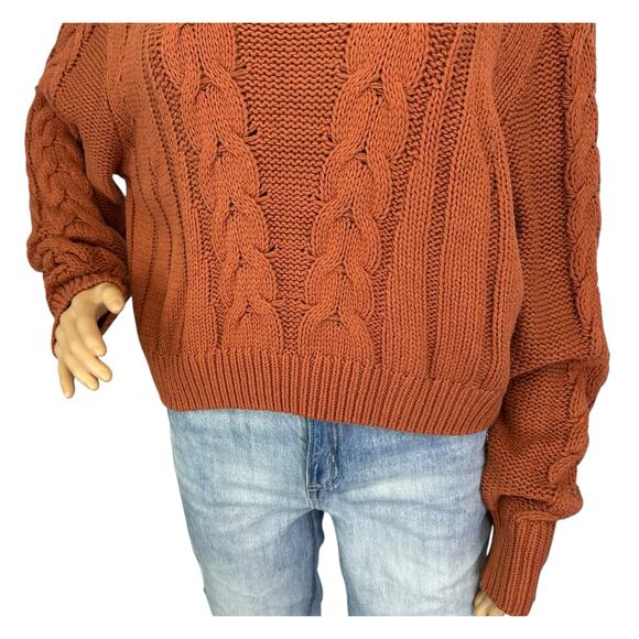 2/$30 Aeropostale Cable Knit Mock Neck Sweater Orange Pullover Knit Size XL - Picture 8 of 12